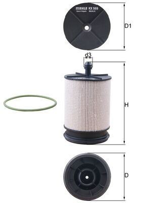 Filtr paliwa Mahle Original KX569D cena, od 24,65 USD